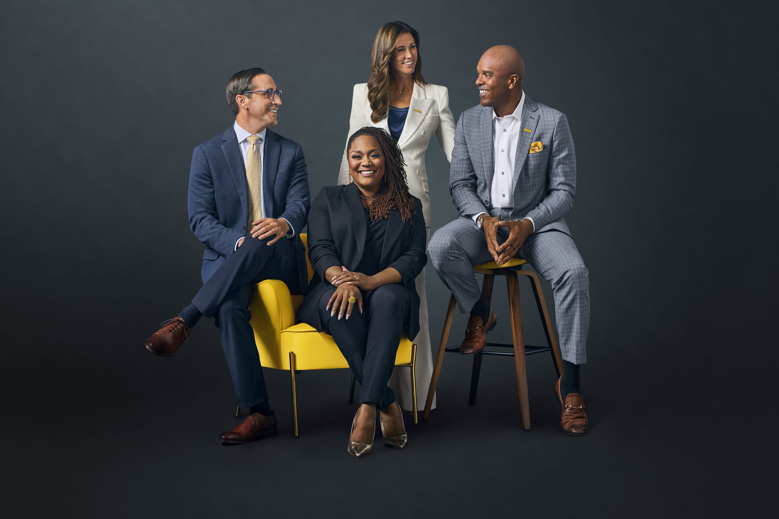 Professional male shaking female hand.